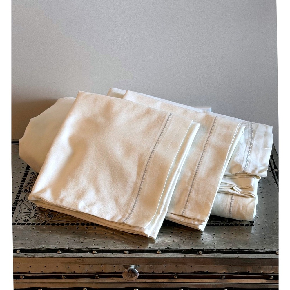 West Elm Standard King 100% Organic Cotton Sheet Set Cream Comfy EUC